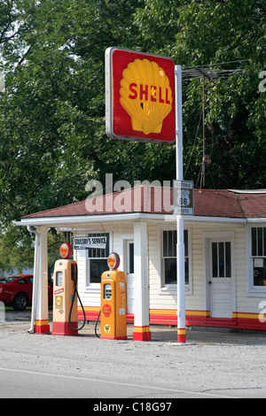 Soulsby Tankstelle auf der historischen Route 66, Mount Olive, Illlinois, USA Stockfoto