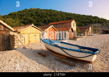 Hafen von Beli, Insel Cres, Kroatien Stockfoto