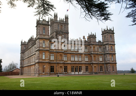 Exterieur des Highclere Castle, Heimat von Lord und Lady Carnarvon, Newbury, Berkshire, England, UK. Foto: Jeff Gilbert Stockfoto