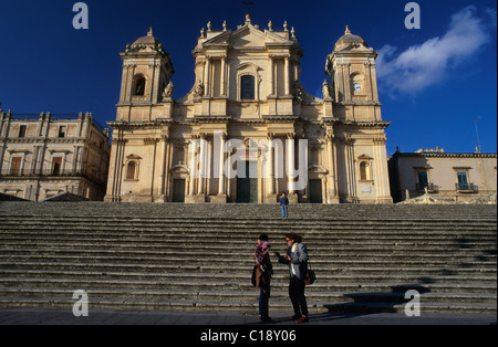 Italien, Sizilien, Noto, barocke Stadt Weltkulturerbe der UNESCO, Cattedrale di San Nicolo (Duomo oder St Nicholas Cathedral) Stockfoto