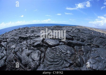 Gekühlte Lava im Vulkan-Park an der südlichen Küste von Big Island, Hawaii, USA Stockfoto