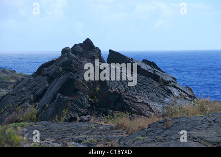 Gekühlte Lava im Vulkan-Park an der südlichen Küste von Big Island, Hawaii, USA Stockfoto