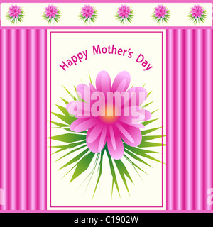 Mütter Tag rosa Blumen-Design mit einem Muster-Hintergrund. Stockfoto