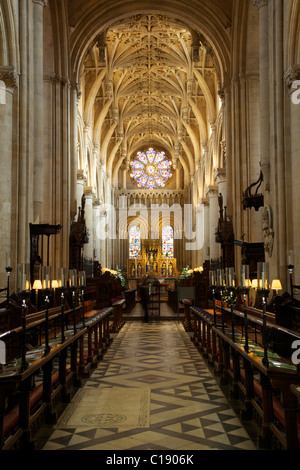 Chor und Altarraum Gewölbe, von William Orchard, um 1500, Christ Church Cathedral, Oxford University, Oxford, Oxfordshire, England Stockfoto