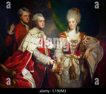 George 2. Earl Harcourt, Elisabeth, seine Frau, und sein Bruder William, Porträt von Sir Joshua Reynolds, 1780-1781, Stockfoto