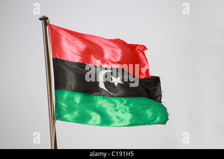 Die neue Fahne der Rebellen Libyens Stockfoto