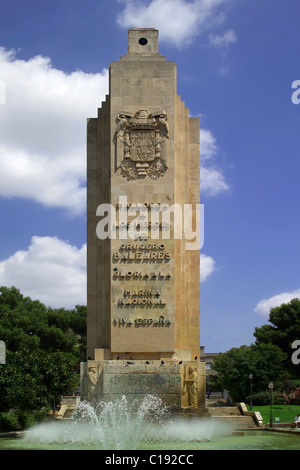 Denkmal von Franco für die gefallenen Soldaten der Kreuzer Manacor, Park Sa Feixina, Palma De Mallorca, Mallorca Stockfoto