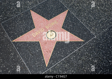 David Bowies Stern auf dem Walk of Fame in Hollywood, Los Angeles, USA. Stockfoto