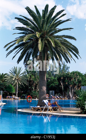 Hotel-Pool des Hotels Melia Gorriones am Playa de Sotavento, Costa Calma in Fuerteventura, Kanarische Inseln, Spanien, Europa Stockfoto