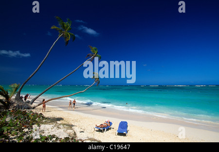 Palm Beach an der Playa Bavaro, Punta Cana, Dominikanische Republik, Karibik Stockfoto