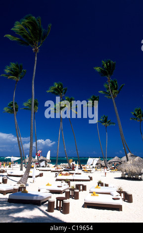 Palm Beach in Playa Bavaro, Punta Cana, Dominikanische Republik, Karibik Stockfoto