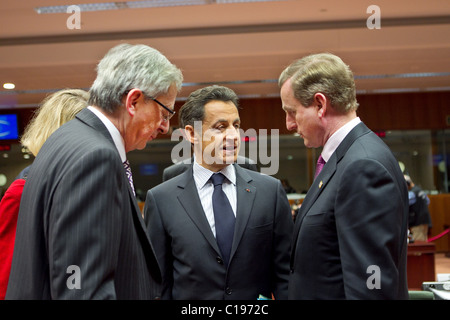 Jean Claude Juncker Nicolas Sarkozy Enda Kenny Stockfoto