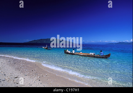 Madagaskar, Nordwesten, Nosy Be-Bereich, Einbaum auf Nosy Tanikely Insel Stockfoto