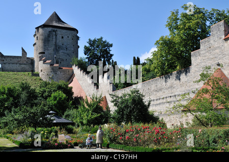 Schloss Wand und Watch Tower, Burghausen Castle, Upper Bavaria, Bavaria, Germany, Europa Stockfoto