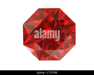 3D-Rendering rote Raute auf weißem Hintergrund Draufsicht Stockfoto