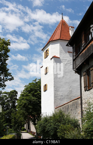 Polizeidienerturm, Polizei Wachturm, Torturm aus dem 13. Jahrhundert, Schongau, Pfaffenwinkel, Bayern, Oberbayern Stockfoto