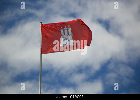 Flagge der freien und Hansestadt Stadt Hamburg, Deutschland, Europa Stockfoto