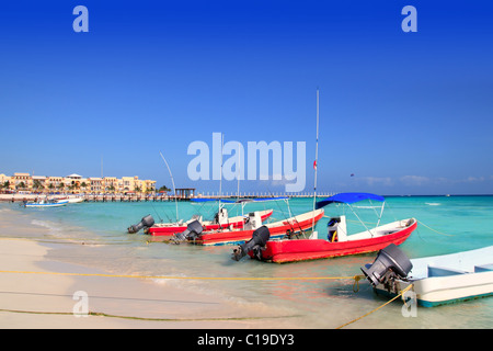 Playa del Carmen Mexiko Maya Riviera Beach Boote Karibik Stockfoto