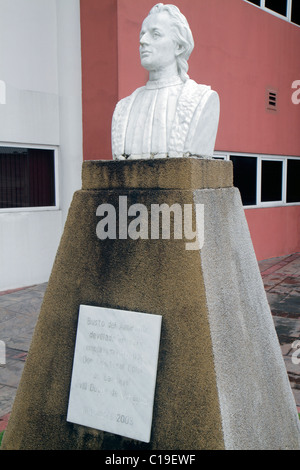 Panama, Lateinamerika, Mittelamerika, Panama City, Viejo, Ruinas Panama La Vieja, Ruinen, Weltkulturerbe, Besucherzentrum, Statue, Büste, Christoph Kolumbus, Krist Stockfoto