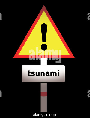 Tsunami-Warnung-Straßenschild Stockfoto