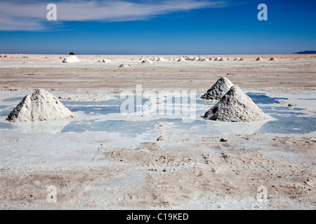 Salz auf die bolivianische Salzsee "Salar de Uyuni", Bolivien, "Südamerika" gesammelt werden Stockfoto