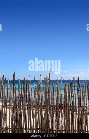 Holz-Stick Zaun in tropischen Karibik Stockfoto