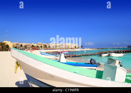 Playa del Carmen Mexiko Maya Riviera Beach Boote Karibik Stockfoto