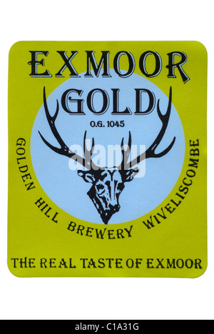 Exmoor Gold Ale Flasche beschriften - Datum unbekannt. Stockfoto