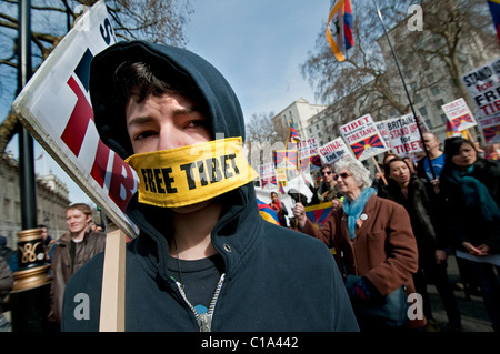 Tibetische jährliche März fordern Freiheit von der chinesischen Besatzung, Central London 2011 Stockfoto