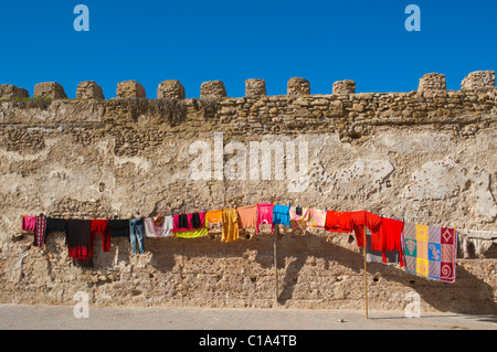 Wäsche hängen trocken Mellah das alte jüdische Viertel Essaouira zentrale Marokko in Nordafrika Stockfoto