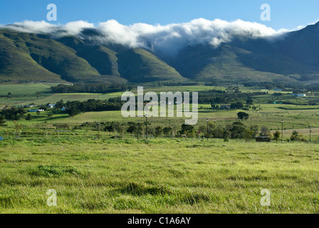 Wolken schweben auf den Hügeln des Western Cape, Südafrika Stockfoto