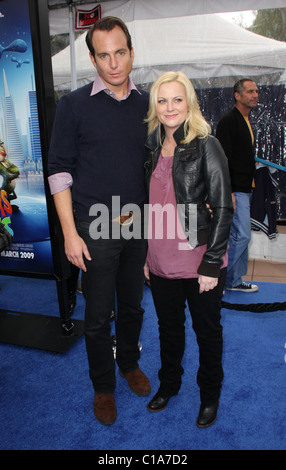 Will Arnett, Amy Poehler Los Angeles premiere Monsters Vs Aliens statt im Gibson Amphitheater Universal City Walk Los Stockfoto