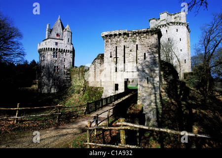 Frankreich, Morbihan, Ruinen der Festung Largoët in der Nähe von Elfen Dorf Stockfoto