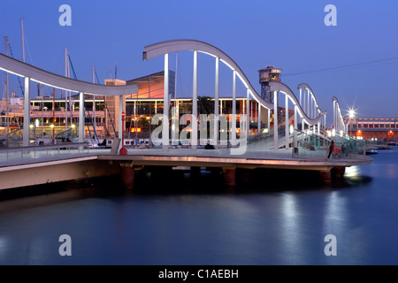 Rambla de Mar, Port Vell Barcelona, Katalonien, Spanien. Stockfoto