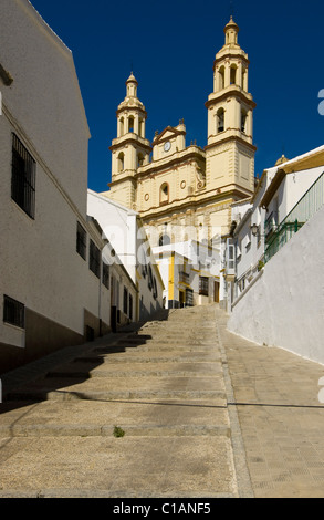 Ansicht der Pfarrei unserer lieben Frau der Menschwerdung, Olvera Olvera Provinz Cadiz Andalusien Spanien Stockfoto