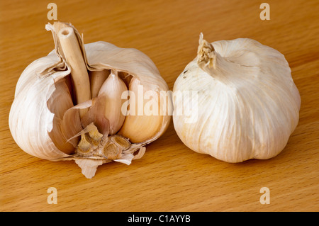 2 Knoblauch Zwiebeln Stockfoto