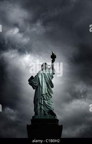 Freiheitsstatue, Blick auf ein Gewitter Stockfoto