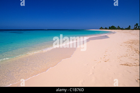 Einen leeren weißen Sandstrand auf der karibischen Insel Anguilla Stockfoto