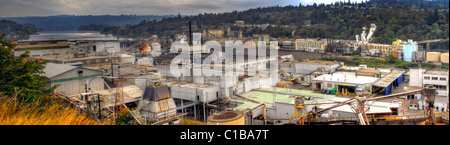 Industriegebiet Willamete Fluss in Oregon City Panorama Stockfoto