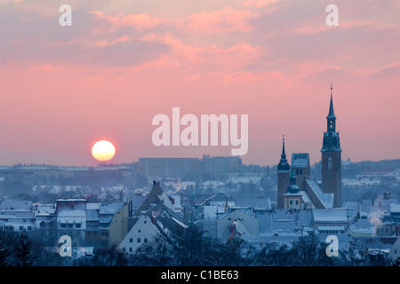 Sonnenuntergang über Freiberg / Deutschland. Stockfoto