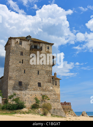 Alte Pension Bau in Ouranoupolis Stockfoto