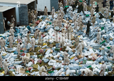 Die größte Beschlagnahme von Marihuana in der mexikanischen Geschichte und seine brennen fand in Tijuana, Baja California am 18. Oktober 2010 statt. Stockfoto