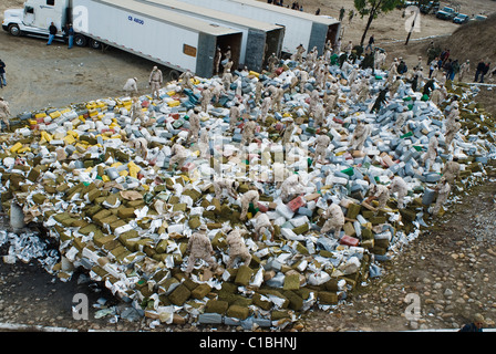 Die größte Beschlagnahme von Marihuana in der mexikanischen Geschichte und seine brennen fand in Tijuana, Baja California am 18. Oktober 2010 statt. Stockfoto