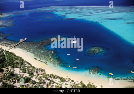 Fidschi-Inseln, Mamanuca Insel Mana Island (Luftbild) Stockfoto