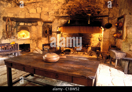 Frankreich, Gers, Schloss Cassaigne, Küche Stockfoto