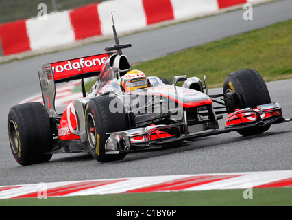 Formel 1 McLaren Mercedes-Pilot Lewis Hamilton in Montmelo Circuit, Barcelona, Spanien 2011 Stockfoto