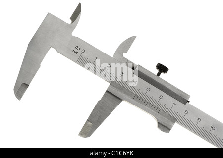 Bremssattel. Gerät zum Messen des Abstands zwischen zwei symmetrisch gegenüberliegenden Seiten Stockfoto