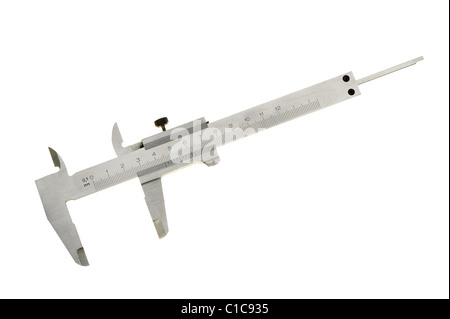 Bremssattel. Gerät zum Messen des Abstands zwischen zwei symmetrisch gegenüberliegenden Seiten Stockfoto