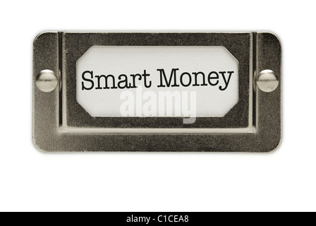Smart Money-Datei Schublade Label isoliert auf einem weißen Hintergrund. Stockfoto