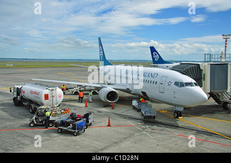 Air NZ Flugzeug auf Asphalt, Domestic Terminal, Flughafen Auckland, Nordinsel, Neuseeland, Mangare, Auckland, Auckland Region Stockfoto